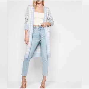 Express Metallic Houndstooth Long Cardigan